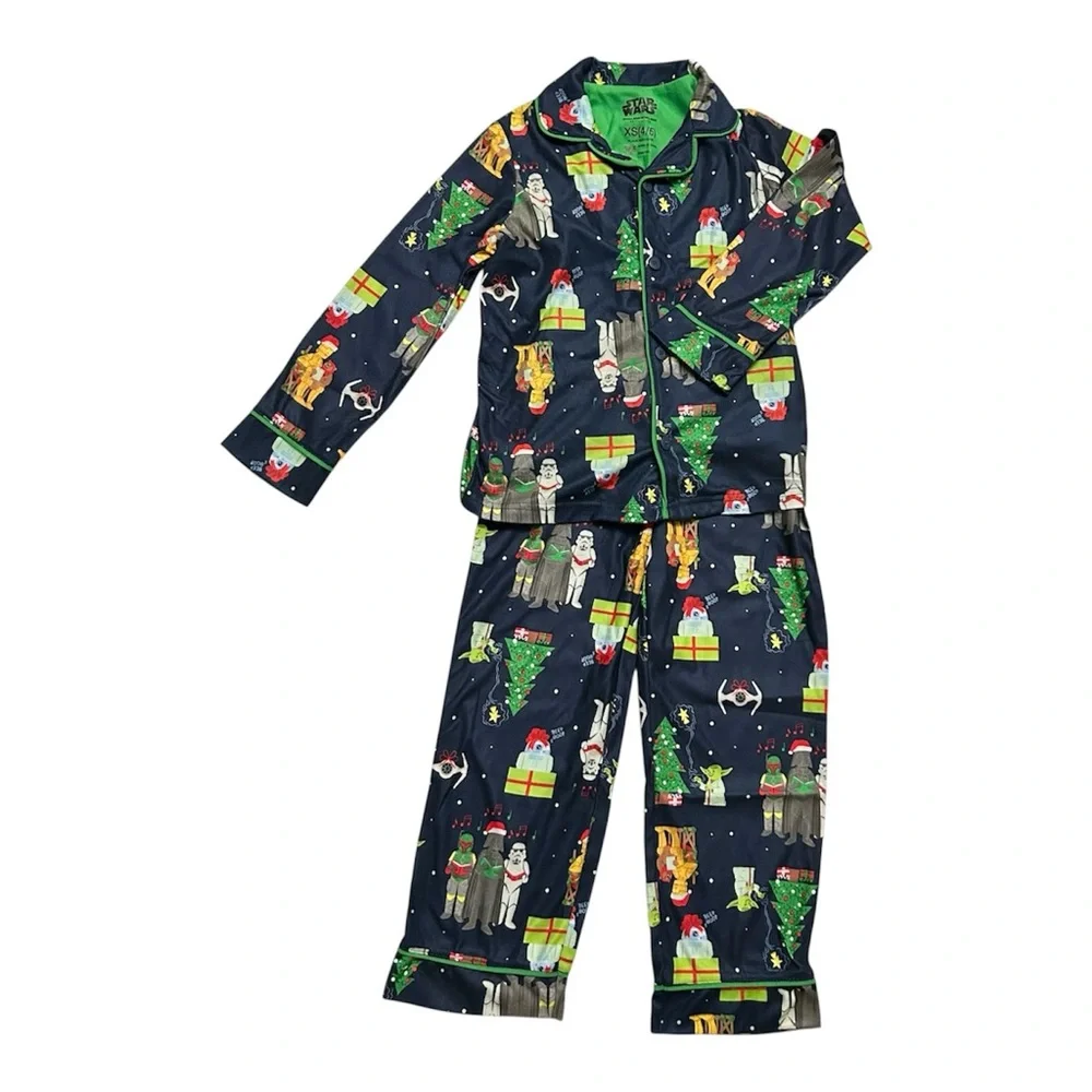 🆕Star Wars Christmas Choir Winter Holiday Flannel Boys Pajamas Set Size XS 4/5